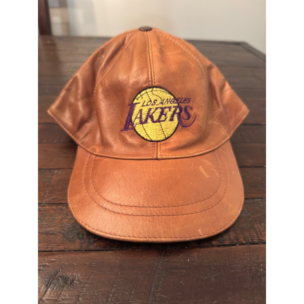 Vintage Los Angeles Lakers Brown Leather Snapback Hat NBA Basketball Cap TONG TA